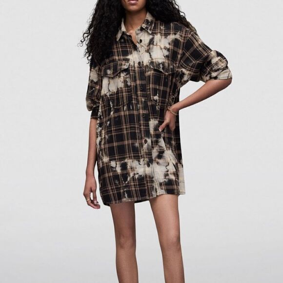 NWT ALL SAINTS Check Lily Shacket Dress-M6 - Picture 4 of 7